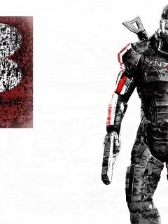 mass effect 3, mass effect, белый фон, шепард, Мучины