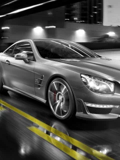 в движении, Мерседес, mercedes sl 55 amg, улица