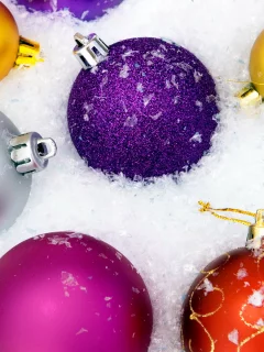 снег, New year, новый год, шарики, игрушки