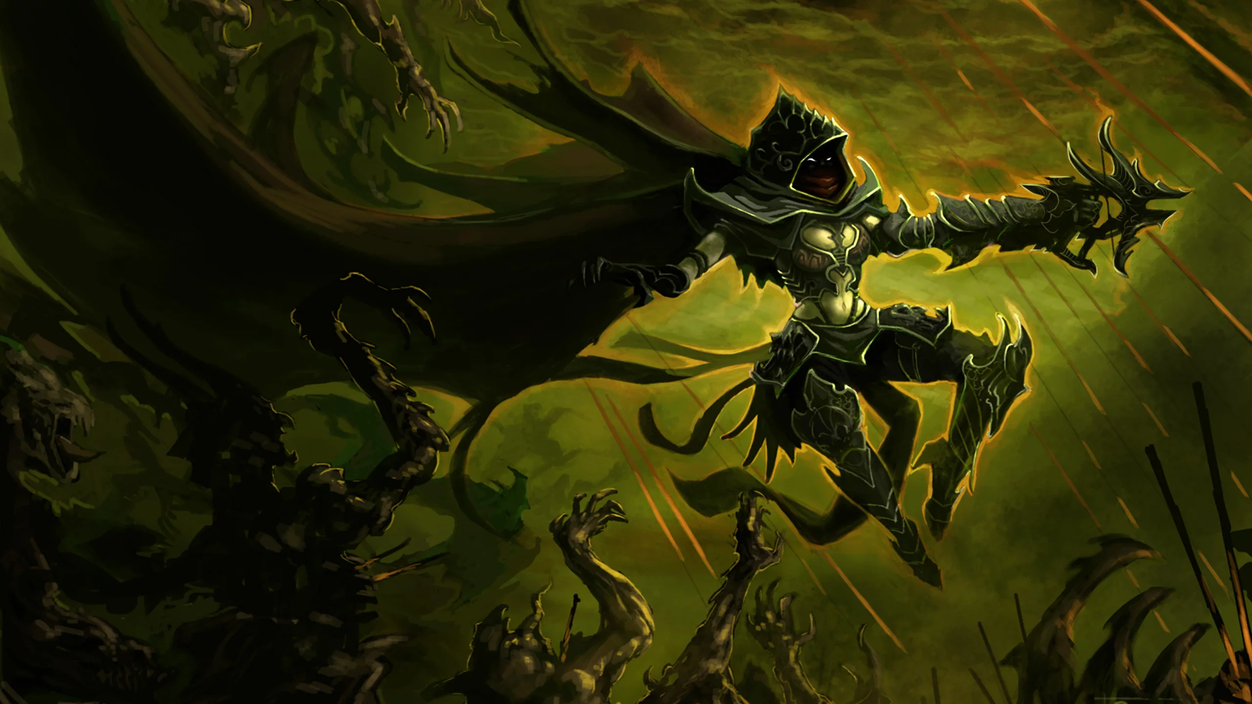 на демонов, hunter, плащ, арт, Diablo 3, охотник, demon, броня