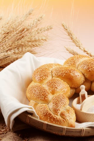 Хлеб, кунжут, кувшин, зерно, калач, молоко, мука
