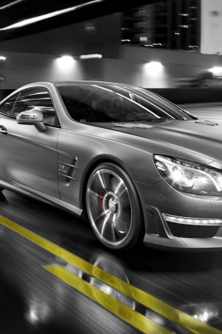 в движении, Мерседес, mercedes sl 55 amg, улица