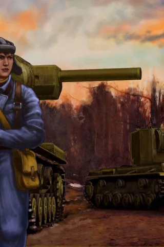 клим ворошилов, ww2, танк, советский, кв-2, тяжелый, Art