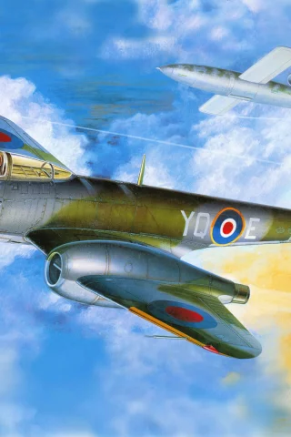 Арт, первый, самолет, gloster meteor, f-1, британский