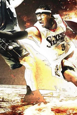 поле, мяч, 76sixers, orlando, игрок, spalding, Allen iverson, игра, прорыв