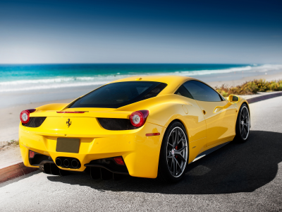 sea, Ferrari, yellow, 458, tuning, italia