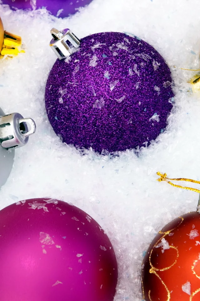 снег, New year, новый год, шарики, игрушки