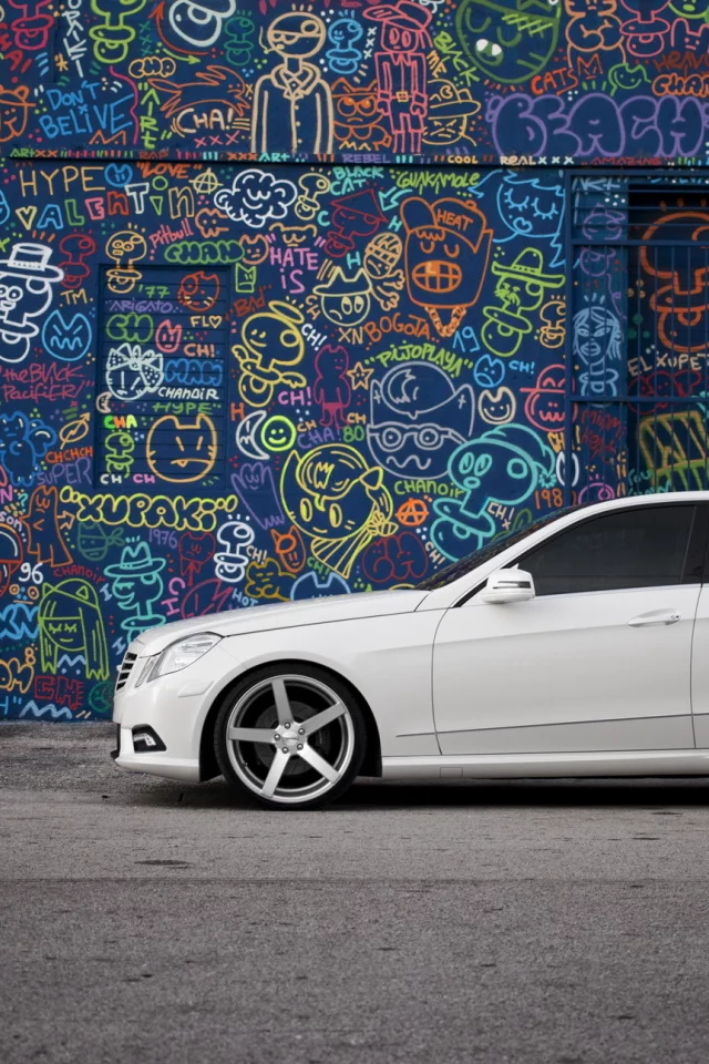 тонировка, белый, тюнинг, сбоку, Mercedes, e class, граффити