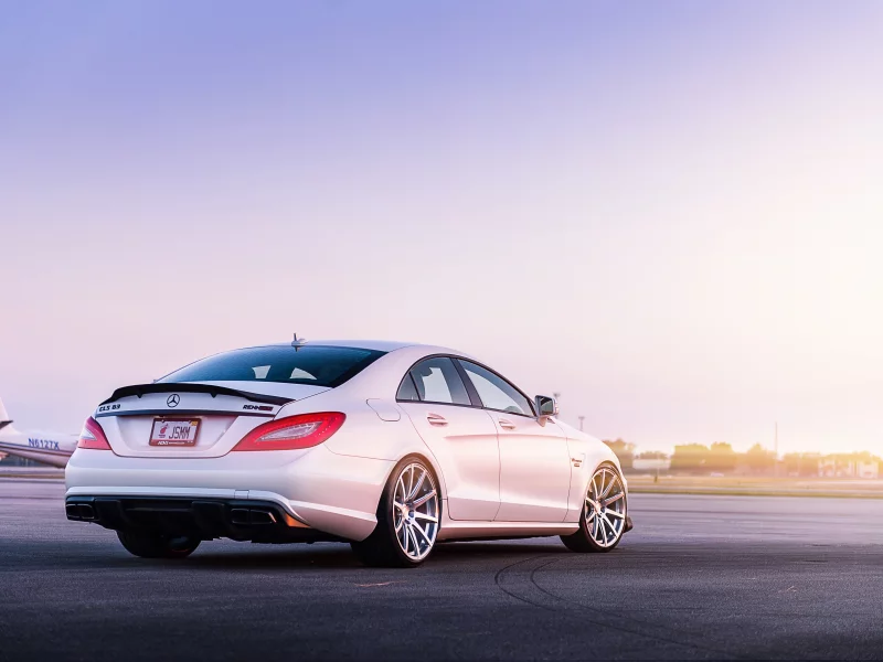 cls-klasse, renntech, мерседес бенц, white, c218, cls 63, rear, Mercedes-benz