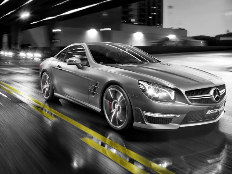 в движении, Мерседес, mercedes sl 55 amg, улица