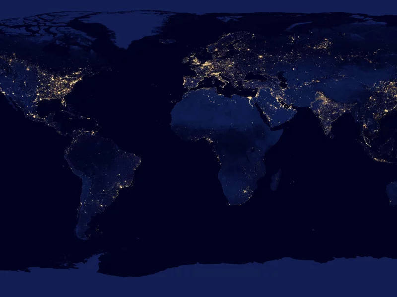 планета, земля, ночь, nasa, континеты, Космос, карта, огни