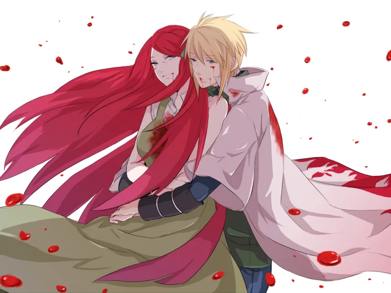Арт, наруто, аниме, кушина, namikaze minato, uzumaki kushina, naruto