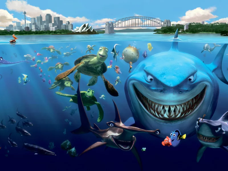 обитатели, рыбы, Мультфильм, акулы, finding nemo, подводные