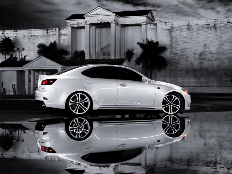 белый, is 350, лексус, f sport, чб фото, отражение, Lexus