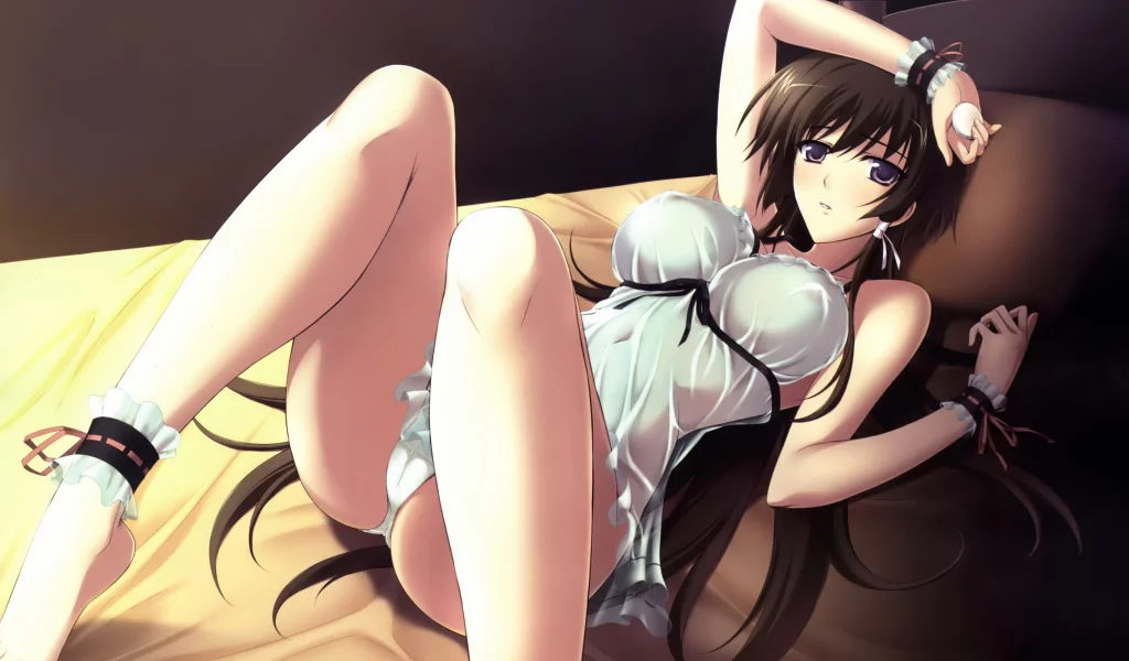 лежа, takamura yui, ecchi, Muv-luv, кровать, девушка