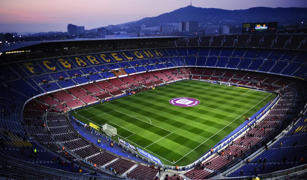 стадион, вечер, барселона, камп ноу, Camp nou, футбол, поле