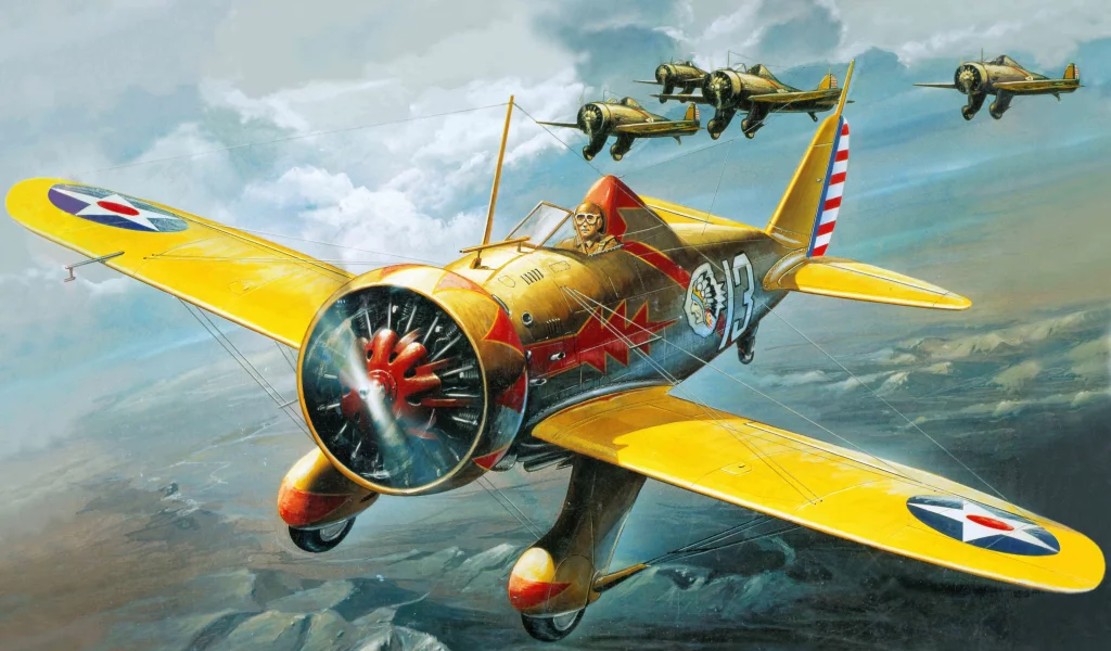 мичиган, peashooter, boeing, p-26a, селфридж филд, Арт, самолет
