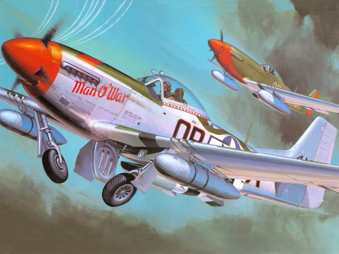p-51 mustang, американский, самолет, Арт, north american
