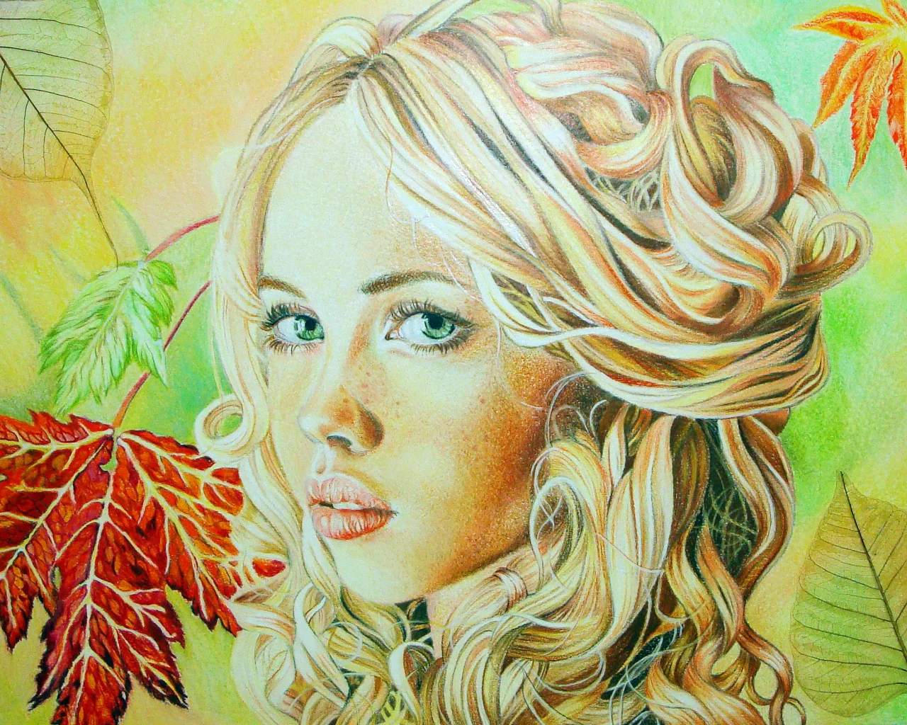 лицо, живопись, взгляд, губы, Christina papagianni, девушка