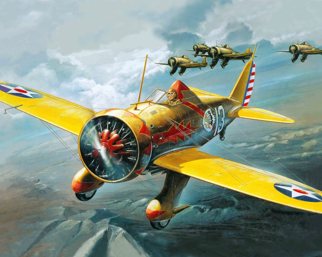мичиган, peashooter, boeing, p-26a, селфридж филд, Арт, самолет