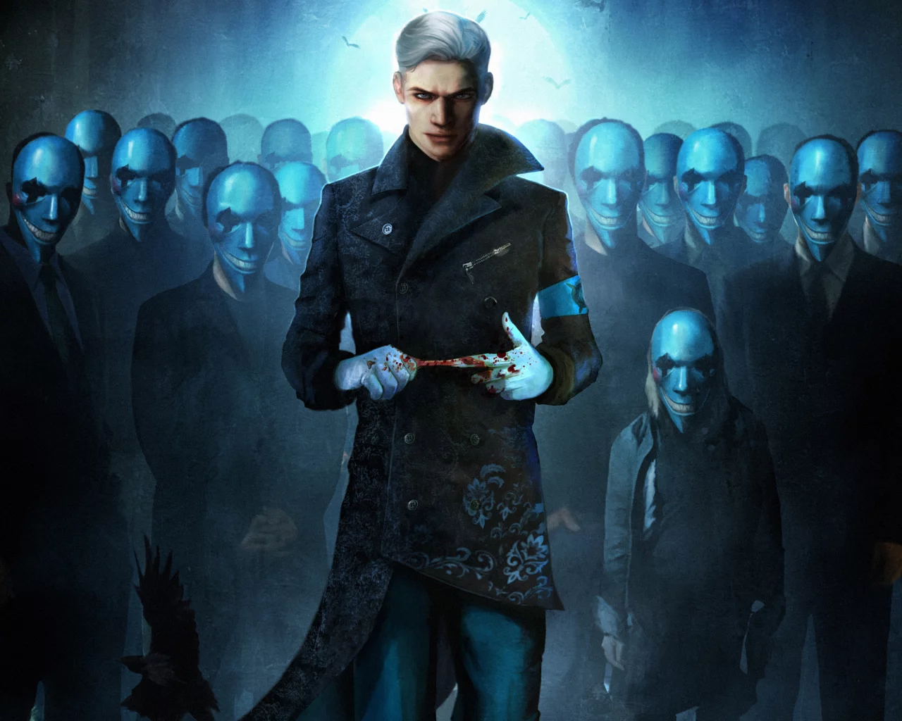 ворон, маски, верджил, кровь, vergil, Dmc, devil may cry 5, вергилий