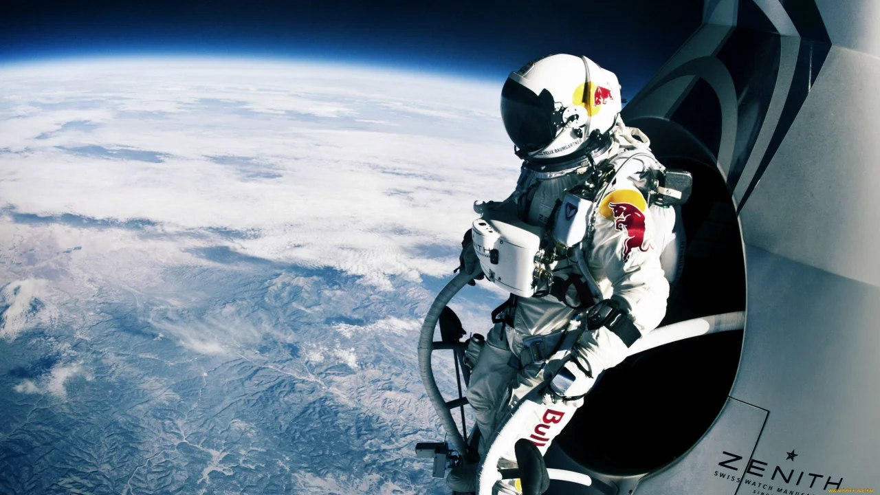 прыжок, космос, red bull, спортсмен, Felix baumgartner, полёт