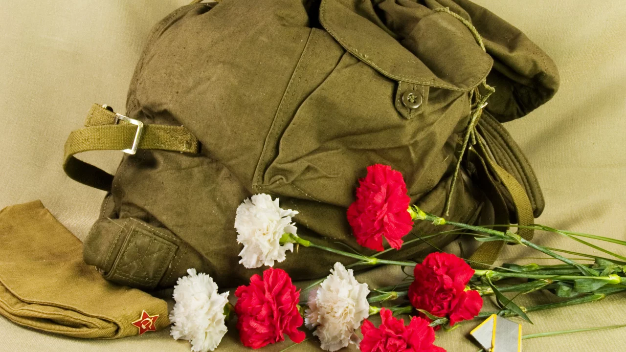 всех, мужиков, рюкзак, Цветы, медаль, пилотка
