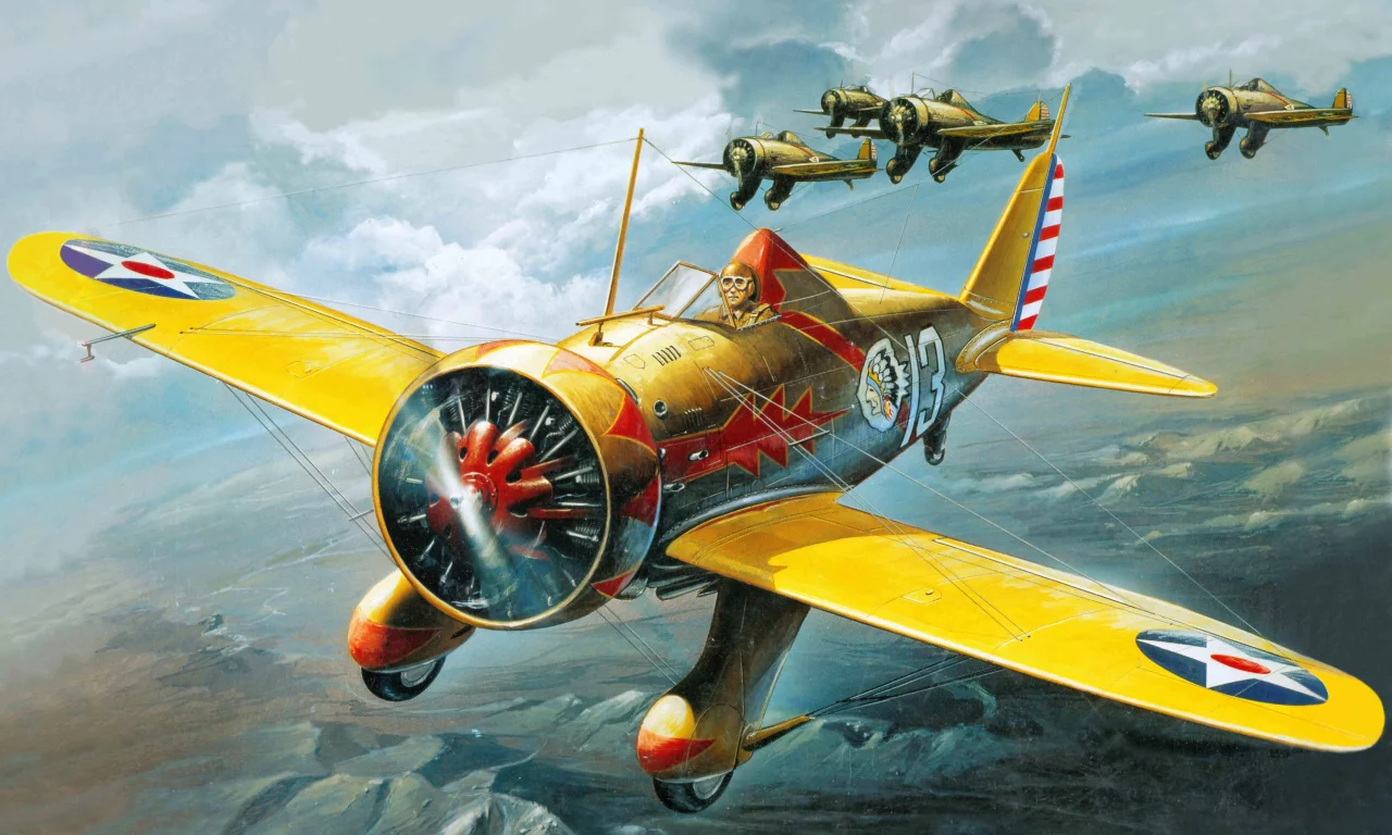 мичиган, peashooter, boeing, p-26a, селфридж филд, Арт, самолет