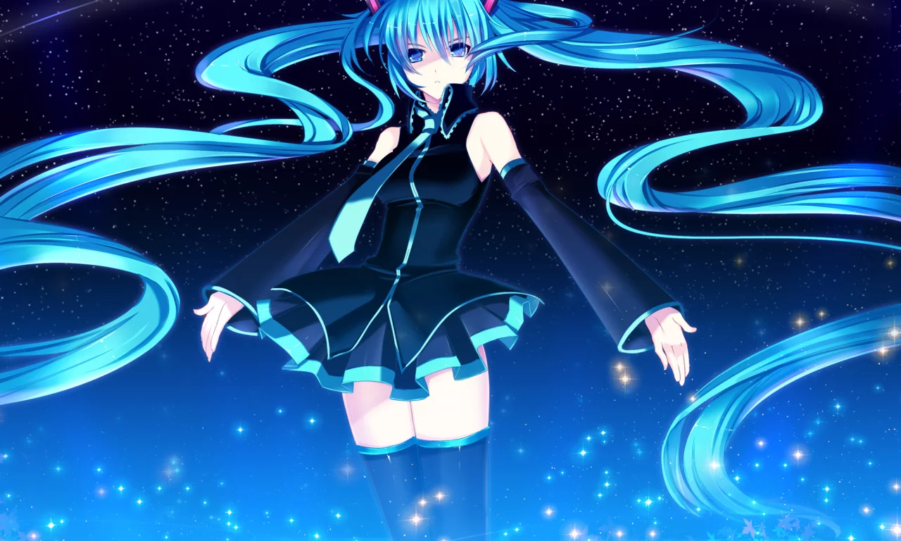 небо, yuuki kira, vocaloid, девушка, звезды, галстук, Арт