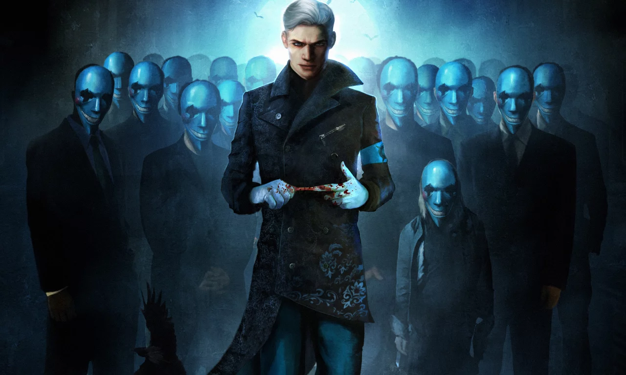ворон, маски, верджил, кровь, vergil, Dmc, devil may cry 5, вергилий