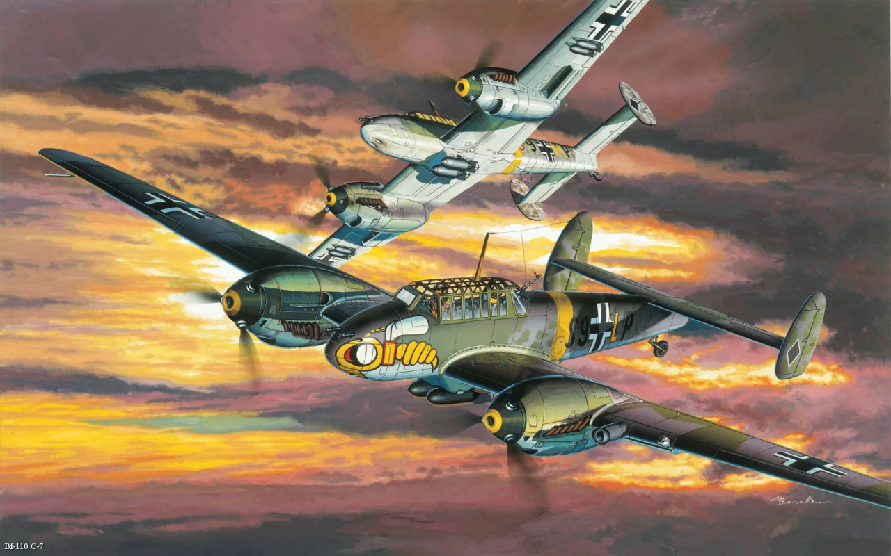 самолет, истребитель-бомбардировщик, авиация, Bf-110