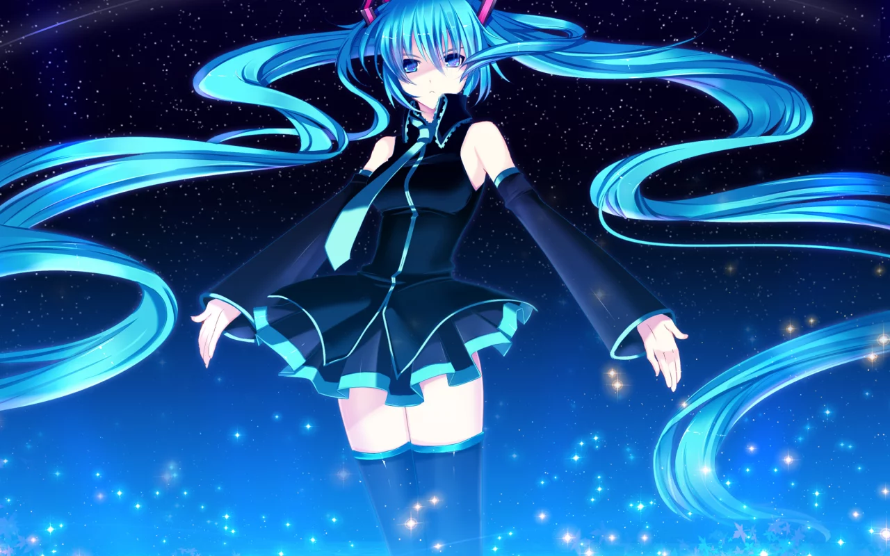 небо, yuuki kira, vocaloid, девушка, звезды, галстук, Арт