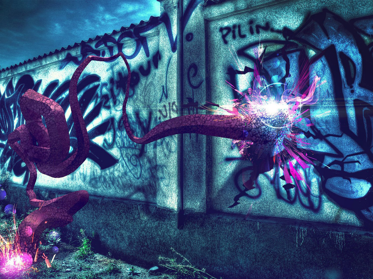 blue, colorful, purple, wall, Abstraction, graffiti, background, wallpaper