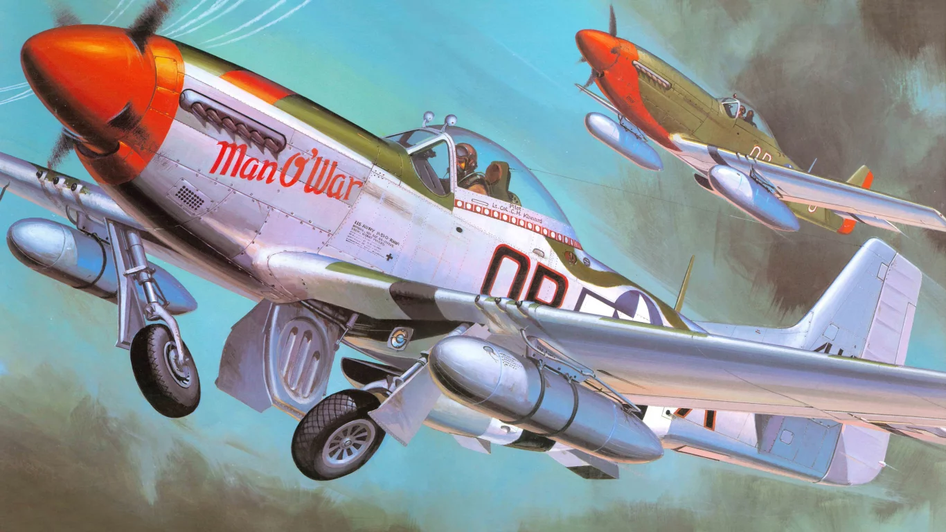 p-51 mustang, американский, самолет, Арт, north american