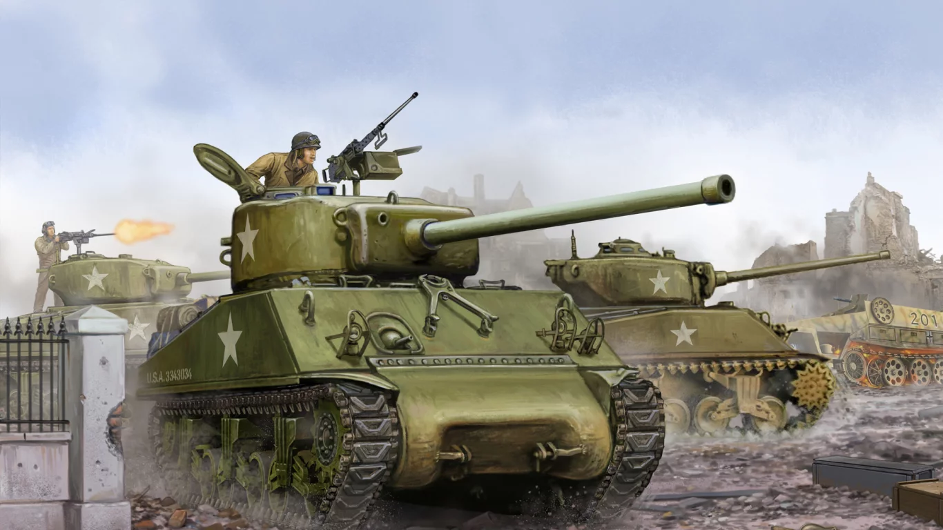 танк, основной, sherman m4a3, средний, Арт, американский, 76mm