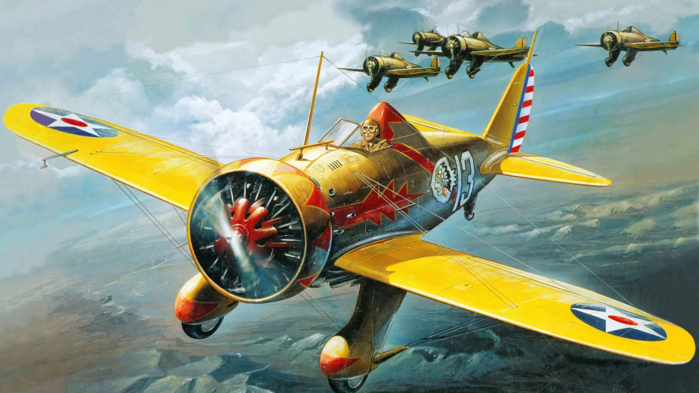 мичиган, peashooter, boeing, p-26a, селфридж филд, Арт, самолет