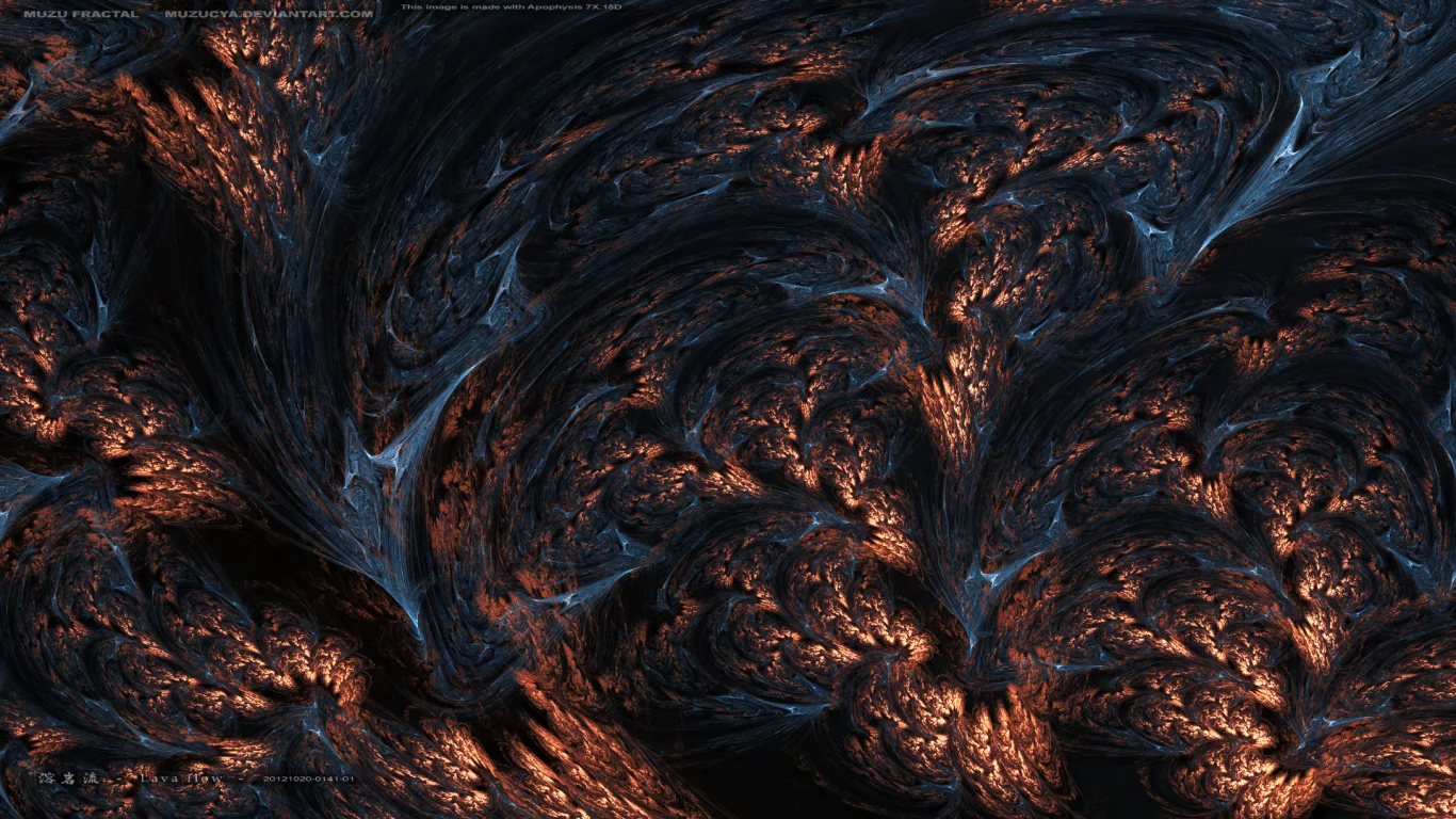Lava flow, фракталы, лава, скалы