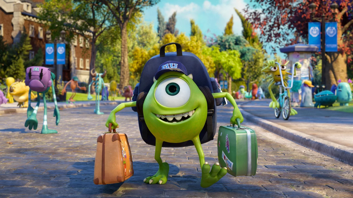 mike wazowski, чемодан, радость, кепка, Monsters university, pixar, disney
