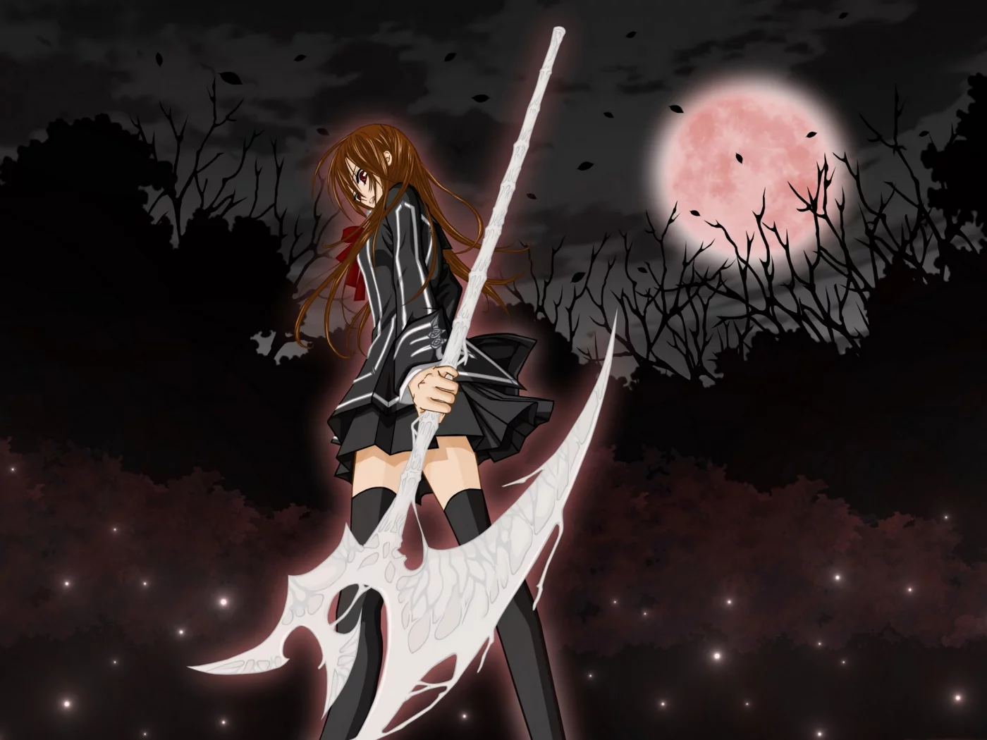 Vampire knight, рыцарь-вампир, луна, аниме, yuki, юки, девушка