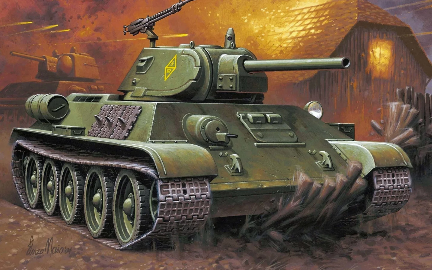 советский, рисунок, тридцатьчетверка, т-34-76, Арт