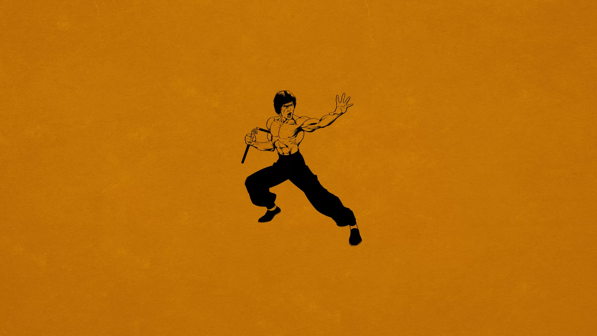 Брюс ли, нунчаки, кунг-фу, темно оранжевый, bruce lee