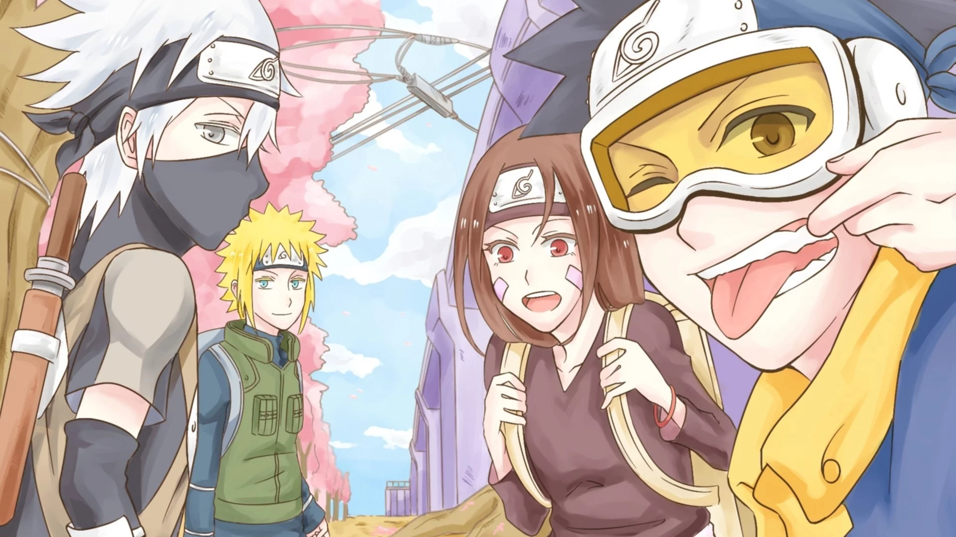 rin, Арт, naruto, namikaze minato, uchiha obito, hatake kakashi, парни, девушка