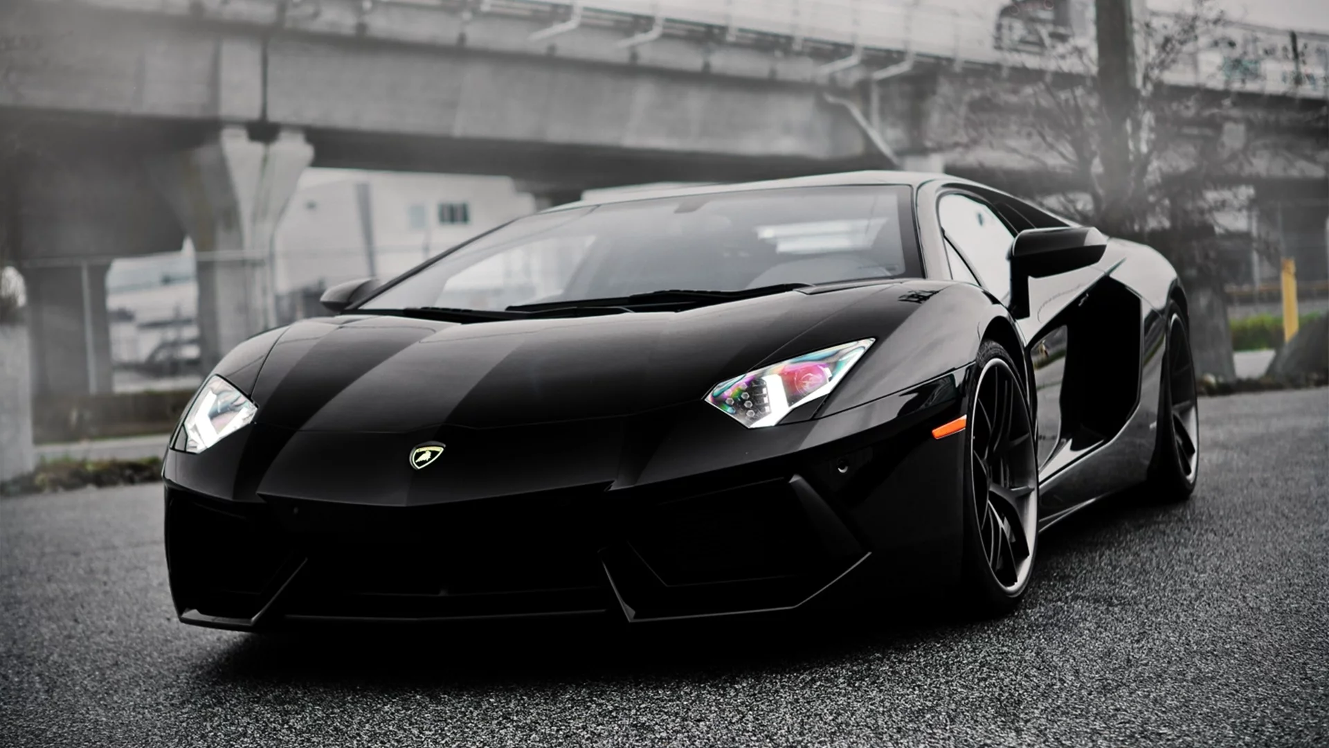 Lambo, aventador, черная, перед