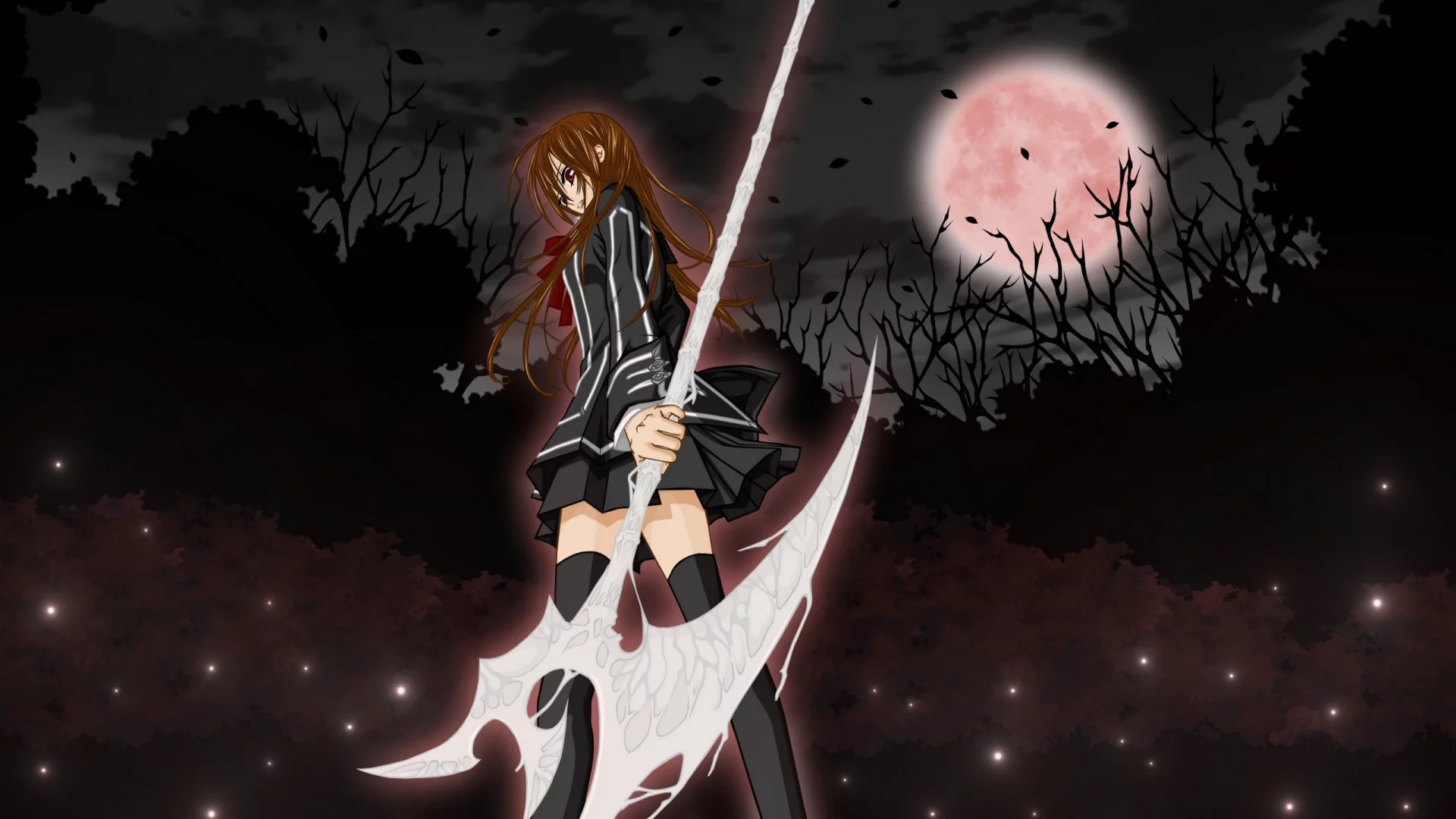 Vampire knight, рыцарь-вампир, луна, аниме, yuki, юки, девушка