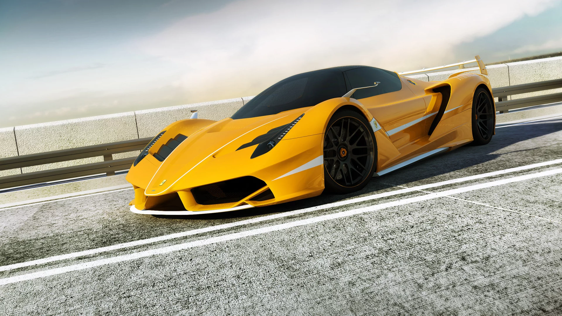 Ferrari, yellow, fxx, f70, рендер