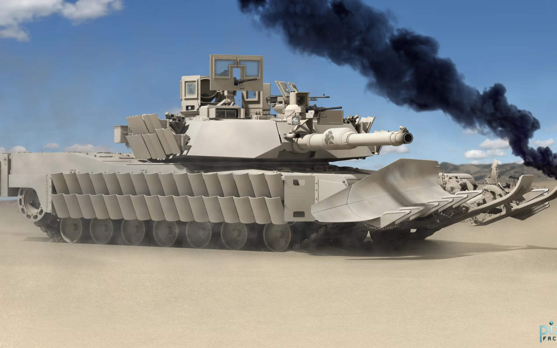 абрамс, основной боевой танк сша, Abrams, рендеринг, танк