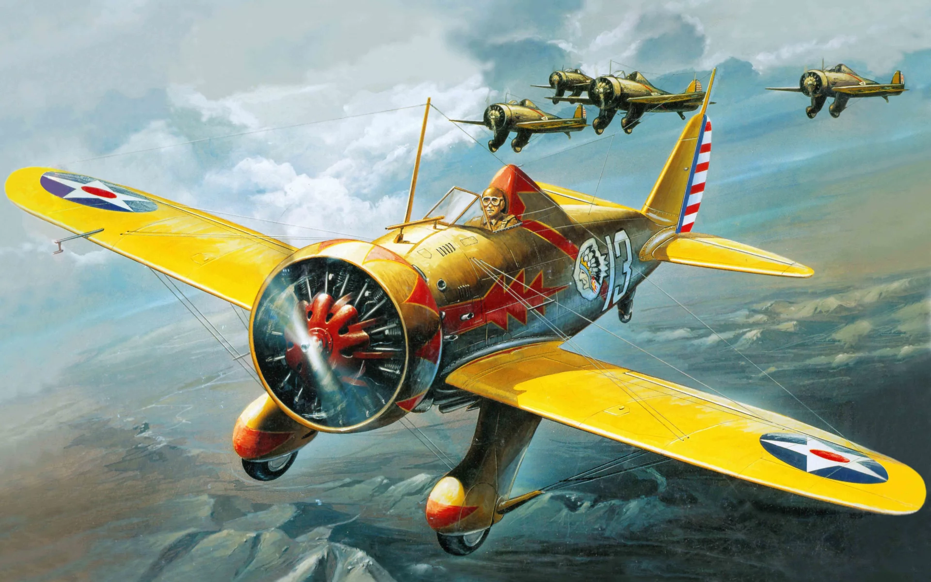мичиган, peashooter, boeing, p-26a, селфридж филд, Арт, самолет
