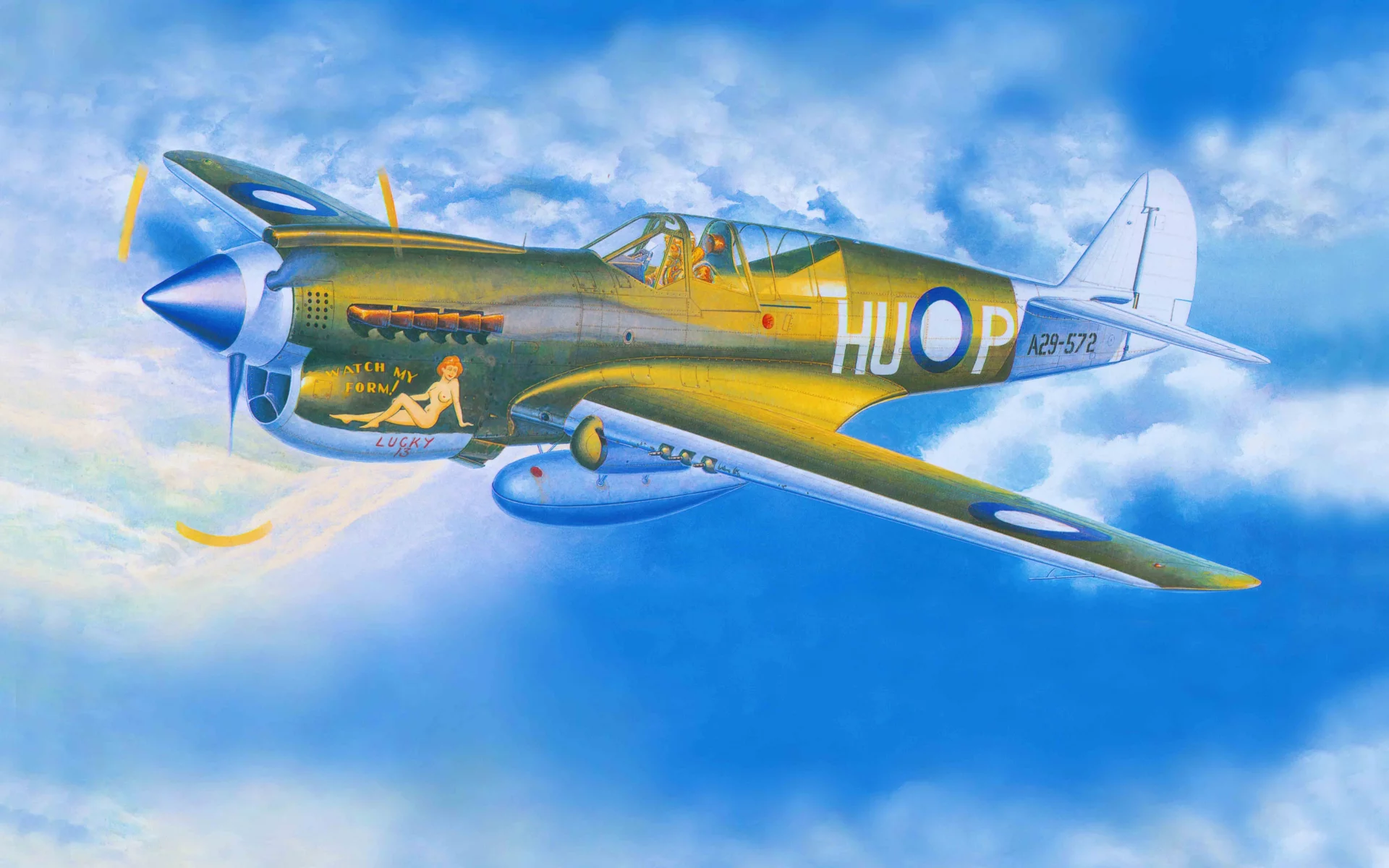 kittyhawk, curtiss, Арт, tomahawk, американский, самолет, p-40, warhawk