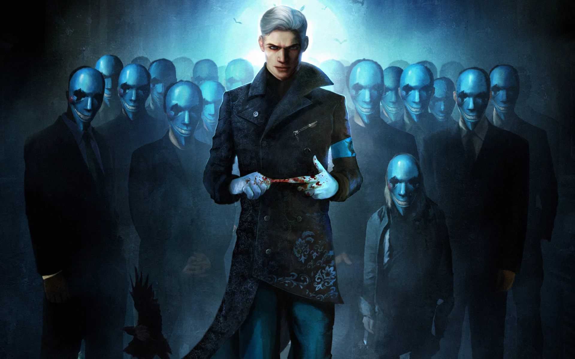 ворон, маски, верджил, кровь, vergil, Dmc, devil may cry 5, вергилий
