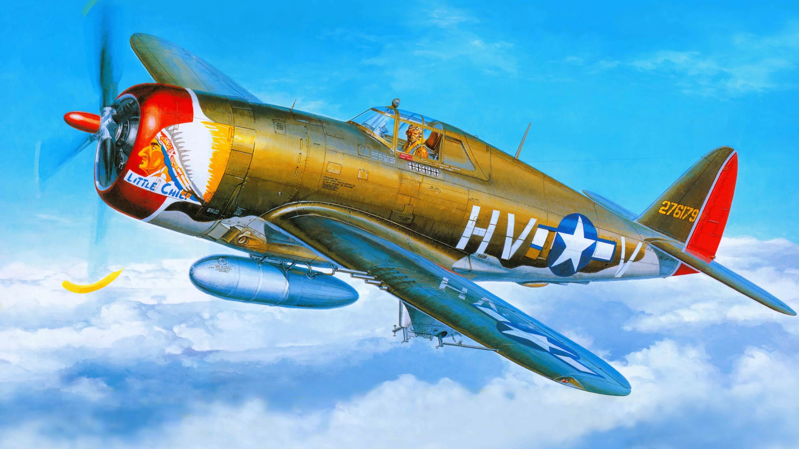 republic, thunderbolt, Арт, ввс, самолет, p-47, сша, истребитель